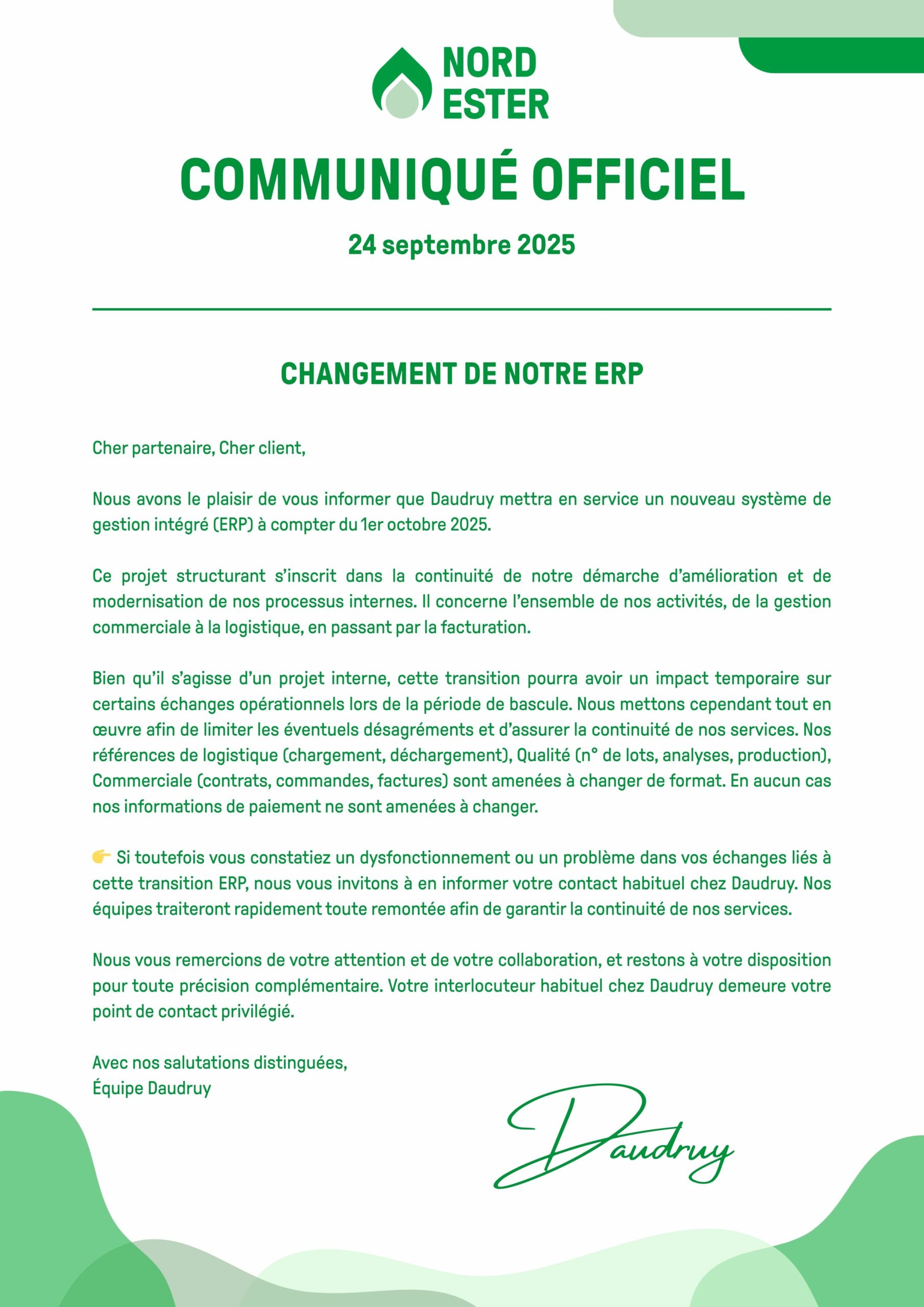 communiqué officiel nord ester